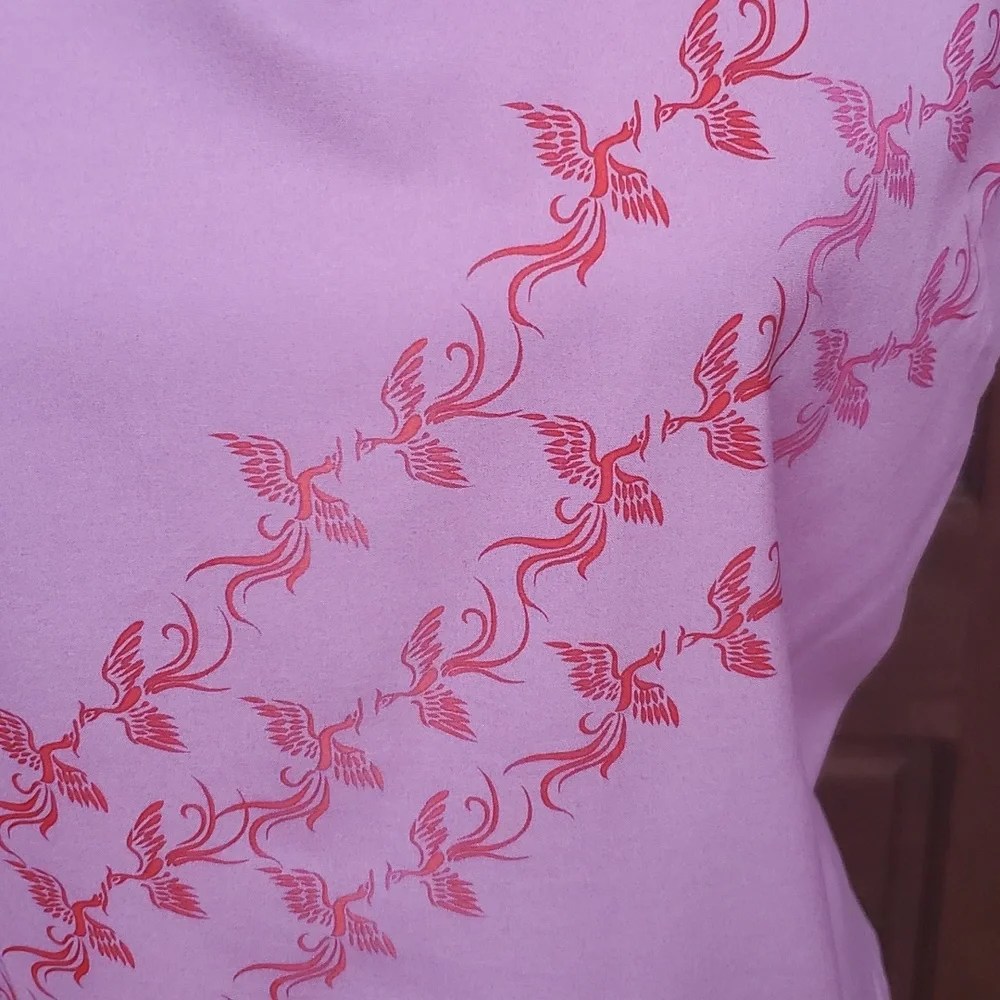 Nike Golf Dry Fit Purple Shirt with Red Bird Print